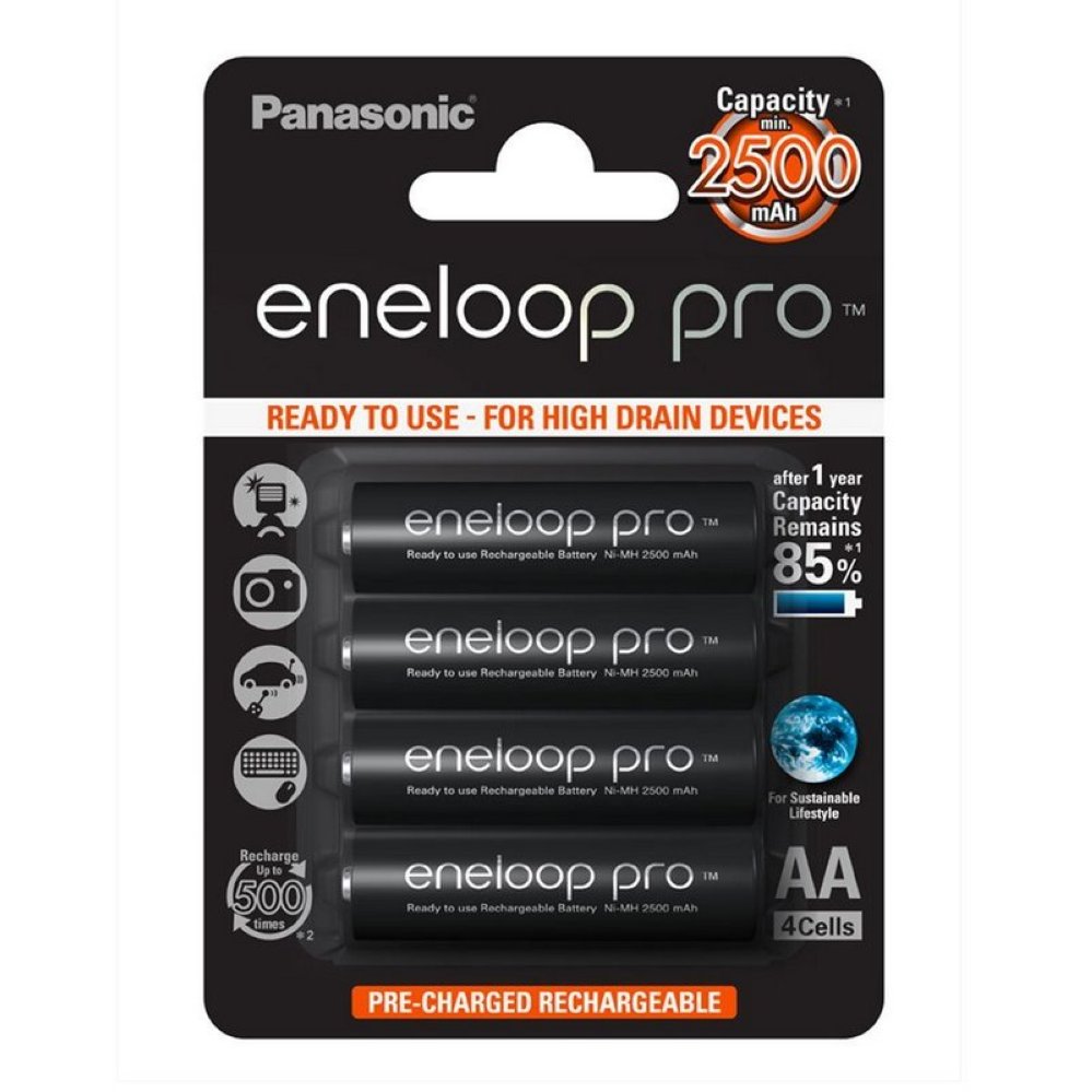  Аккумулятор Panasonic Eneloop Pro AA 2500mAh NI-MH 4 BK-3HCDE4BE 