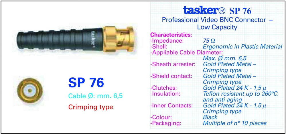  Разъём Tasker SP76 BNC 75 Ohm под обжим 