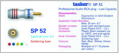 Tasker SP52 RCA blue разъём кабельный 