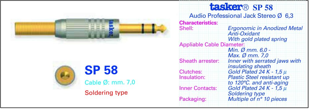  Роз`єм кабельний Tasker SP58 JACK Stereo 6 3 